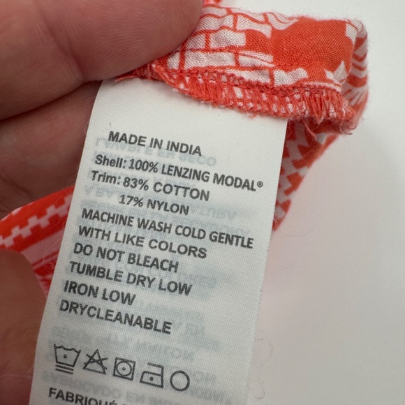 Prana Top Women XS Orange Aztec Short Cap Sleeves Sheer Lightweight Embroidered - Picture 7 of 9